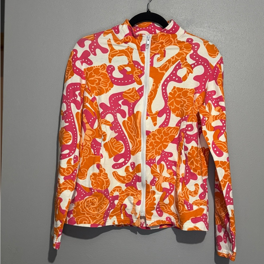 Barbara Gerwit Vintage French Terry Jacket Long Sleeve Style Size medium Coral